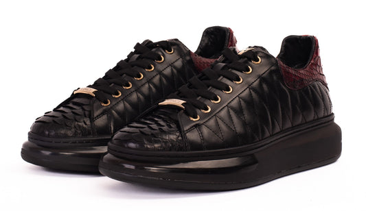 The Adler Pyht Snk Skin Black & Burgundy Men Sneaker