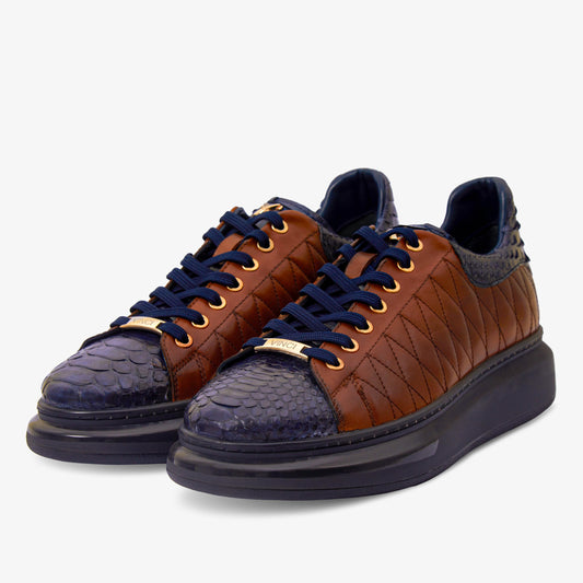 The Adler Pyht Snk Skin Tan & Navy Men Sneaker