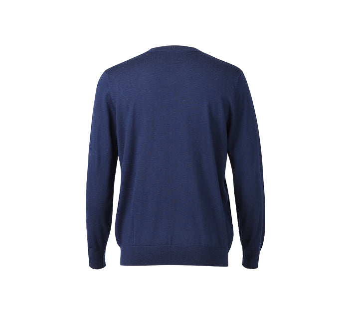 Navy blue sweater on a white background