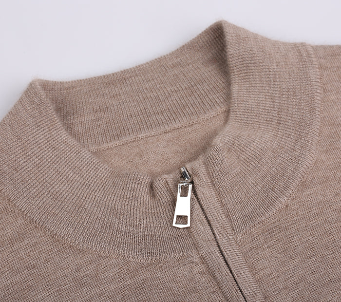 The Whitmore 100% Worsted Cashmere Zip Cardigan