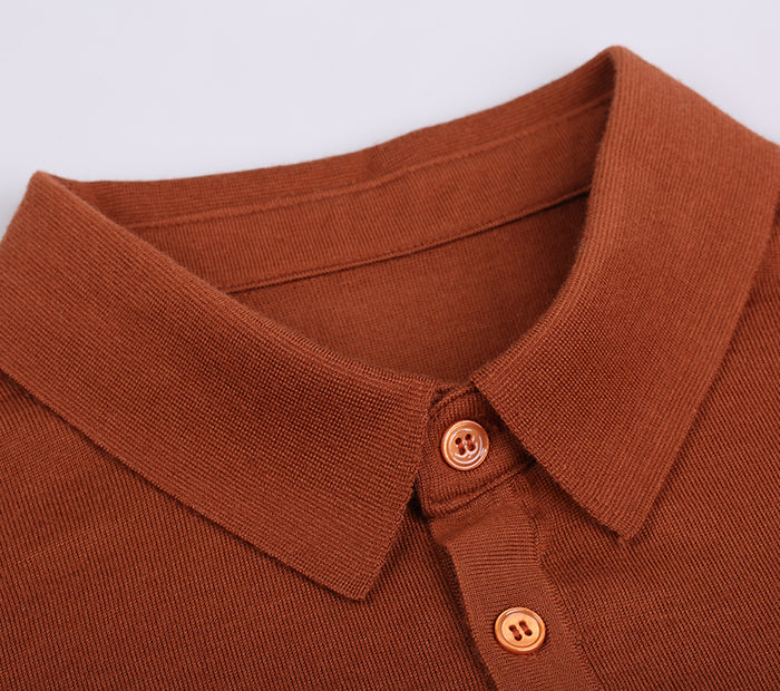 The Dalton 100% Wool Long Sleeve Polo Sweater