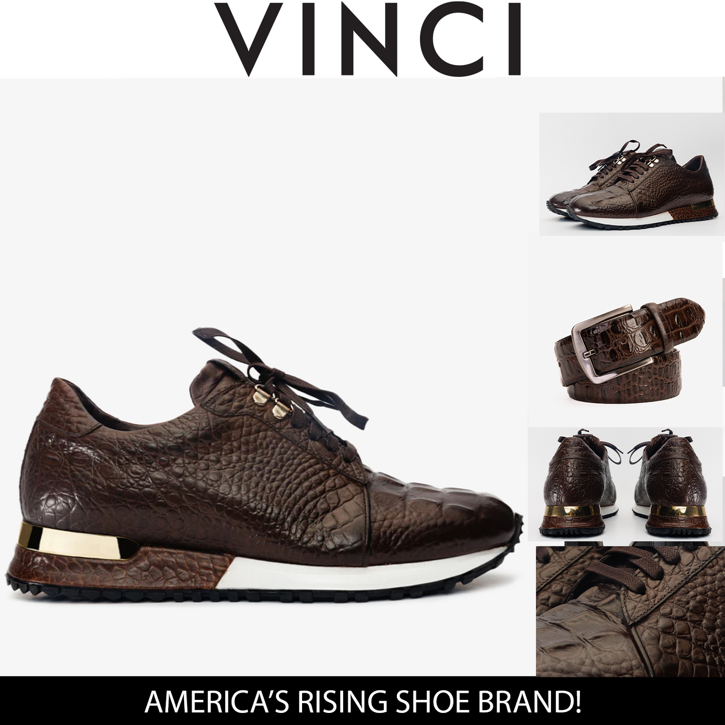 The Bomba Brown Crocodile Leather Men Sneaker