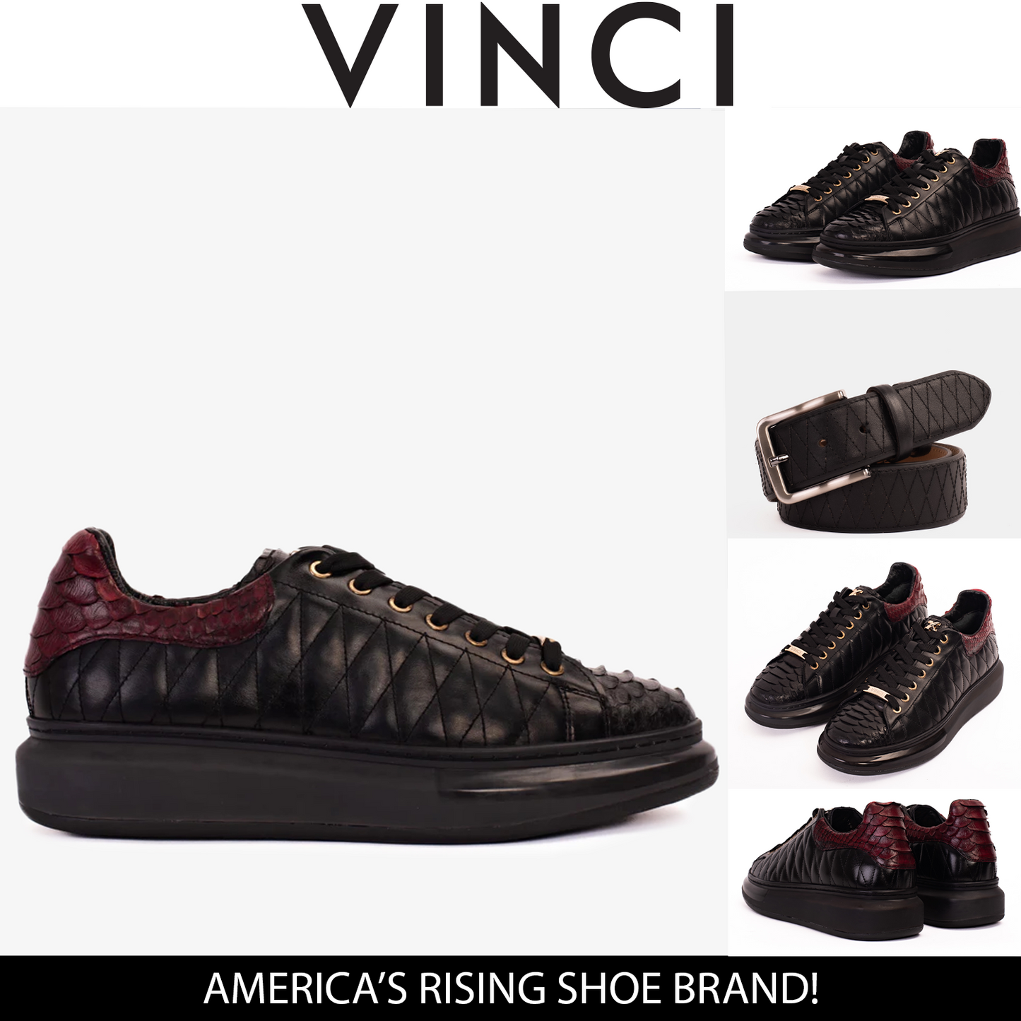 The Adler Pyht Snk Skin Black & Burgundy Men Sneaker