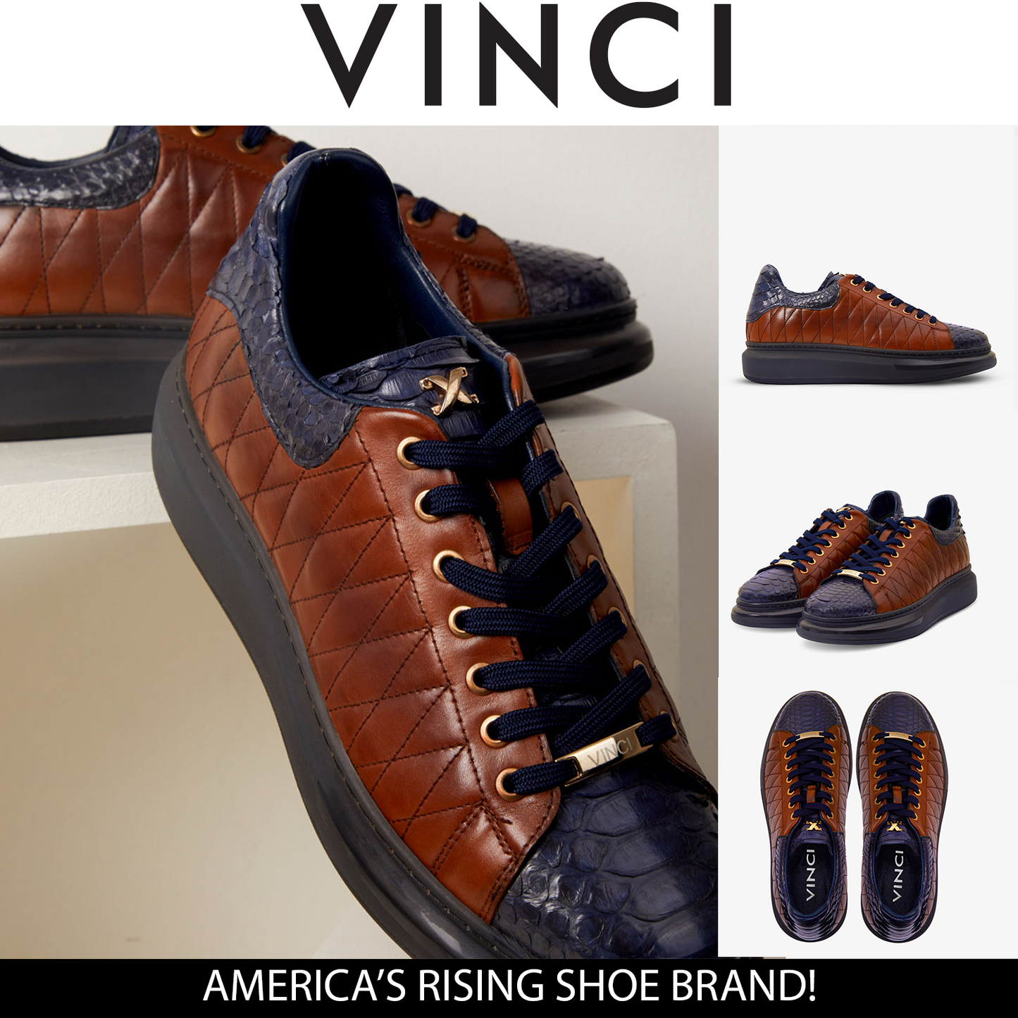 The Adler Pyht Snk Skin Tan & Navy Men Sneaker