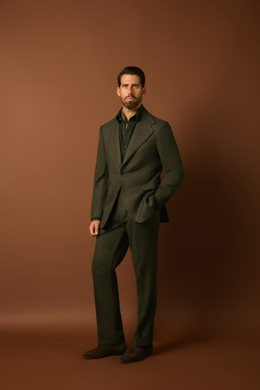 The Hunter Herringbone Wool Suit | Green Herringbone Suit