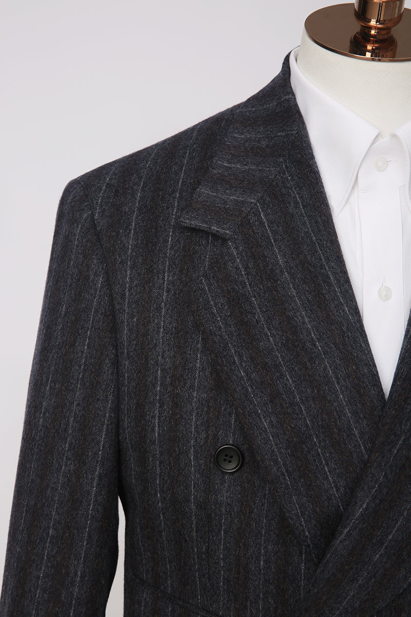 The Shadow Stripe Cashmere Flannel Suit | Grey Cashmere Suit