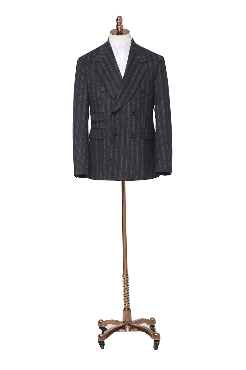 The Shadow Stripe Cashmere Flannel Suit | Grey Cashmere Suit