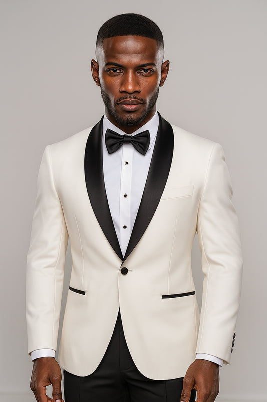 The Lunar Eclipse Tuxedo | Ivory Shawl Lapel Tuxedo