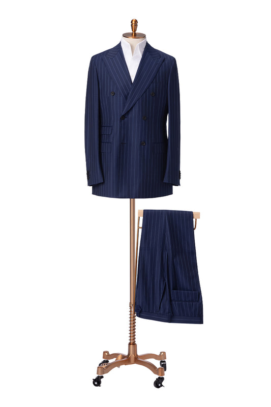The Boardroom Pinstripe Double-Breasted Suit | Navy Blue Suit