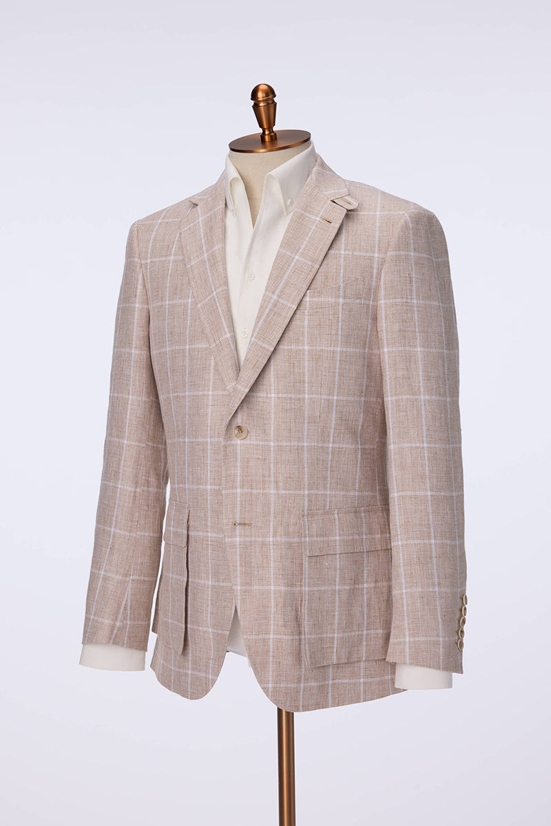 The Heritage Plaid Linen Sport Coat | Tan Linen Sport Coat