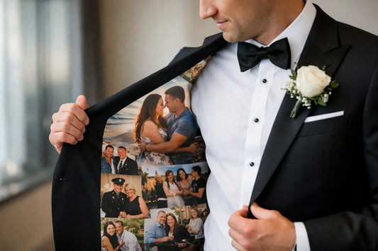Memorial Photo Lining Suit Example for Grooms