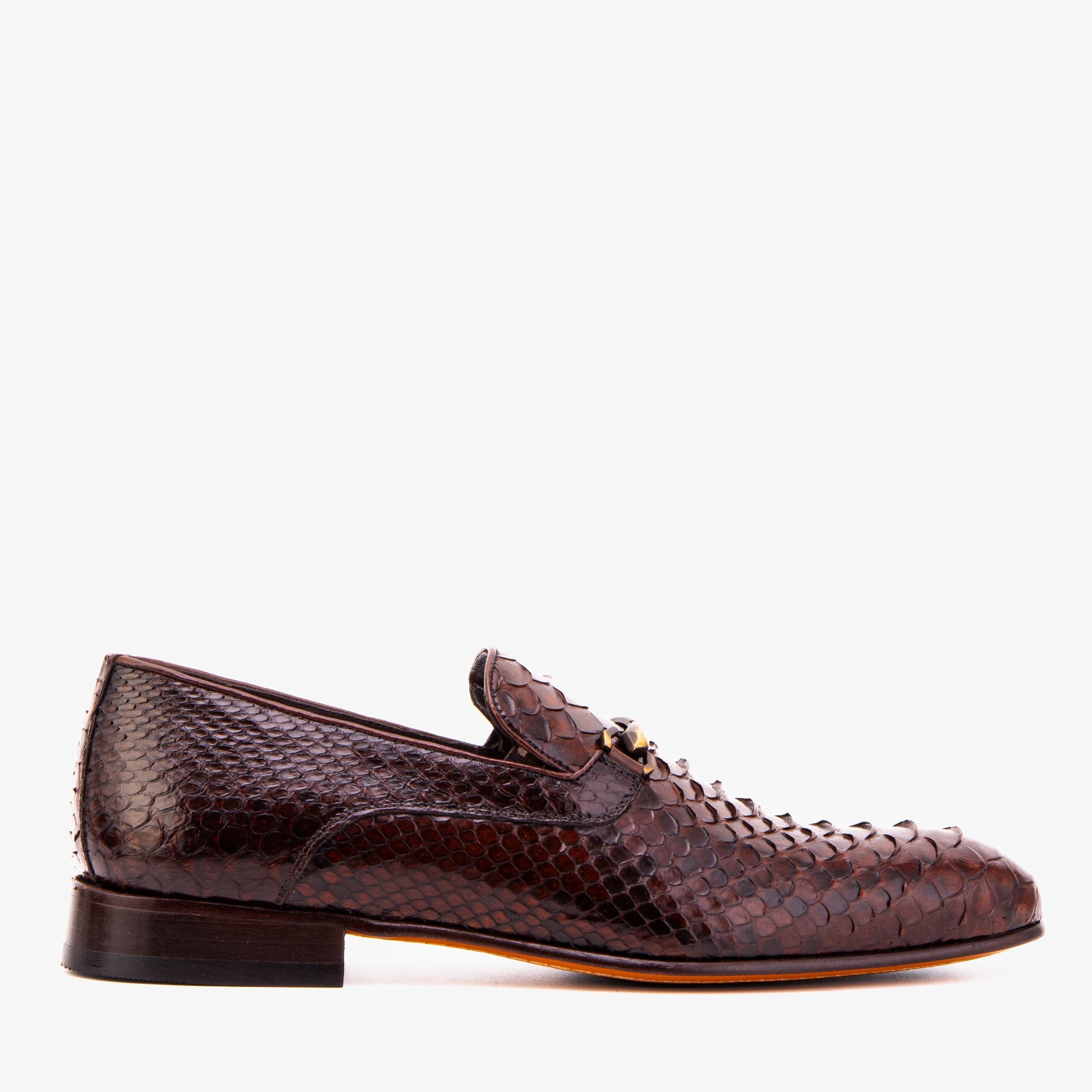 The Viper Brown Python Skin Leather Bit Loafer Men Shoe – TS Custom Suits