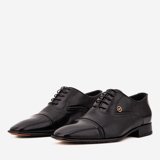 The Rockwell Handmade Black Leather Cap Toe Men Oxford Shoe