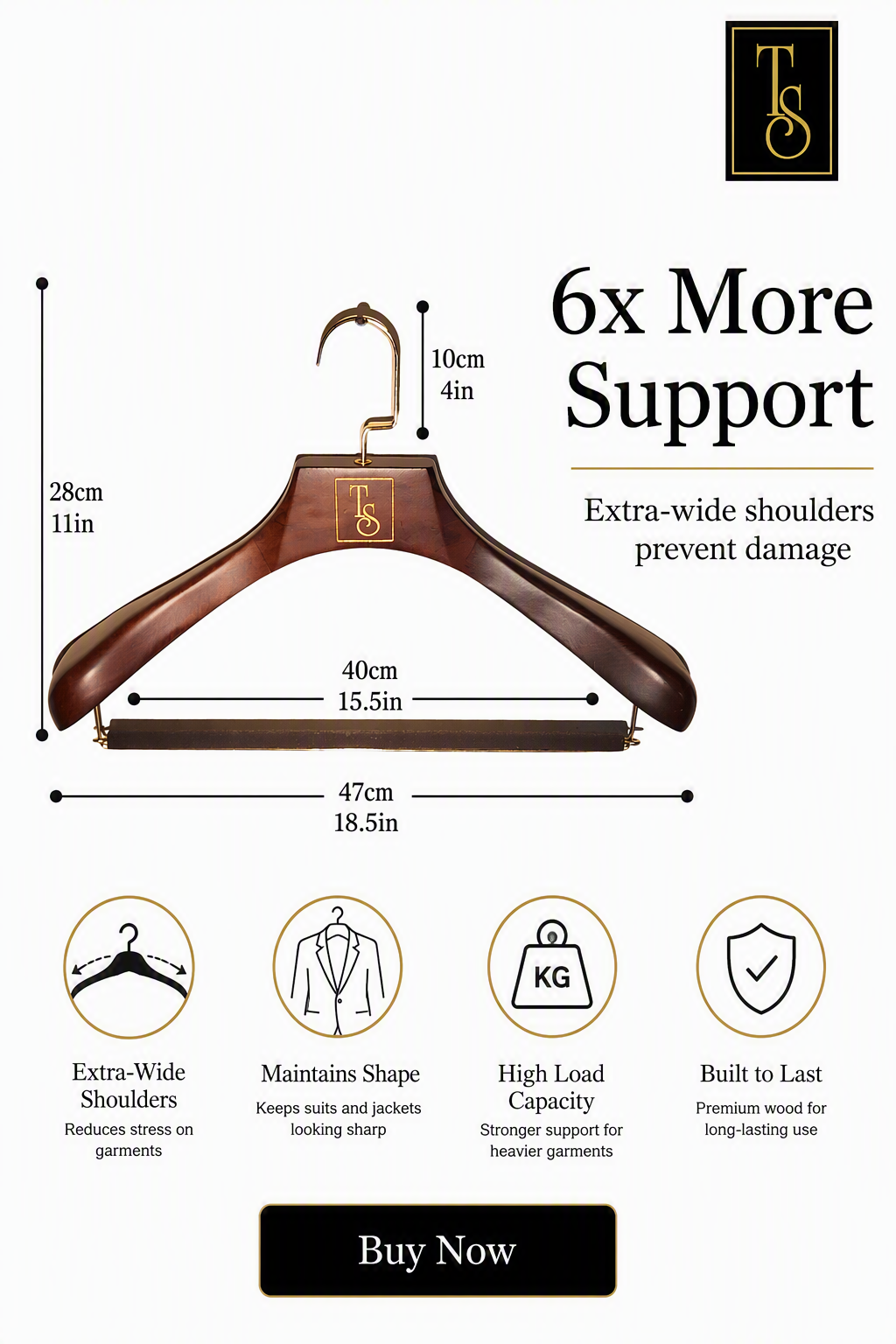 The Master Tailor Luxury Suit Hanger - Premium Wood & Velvet Bar
