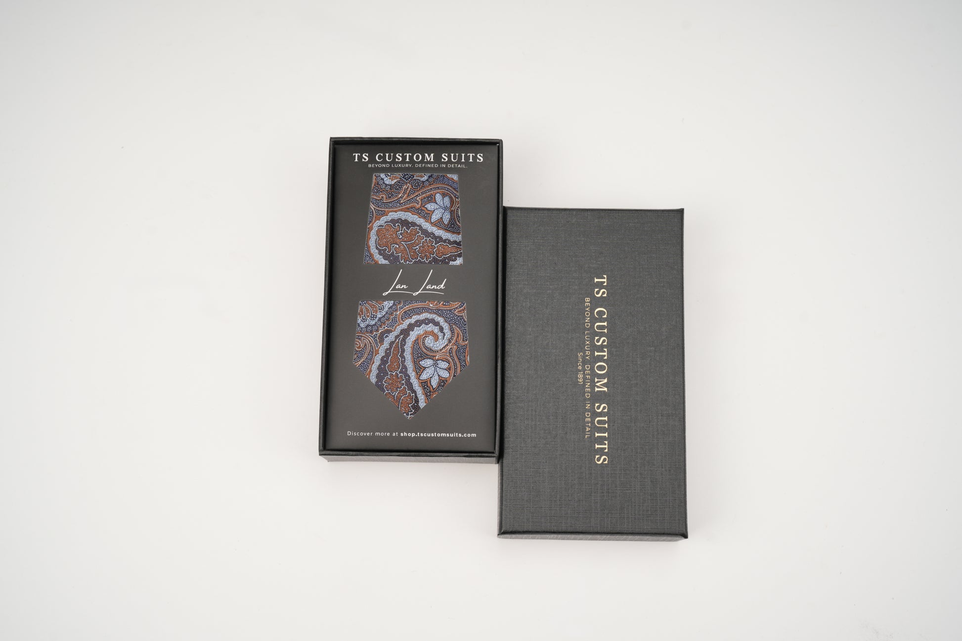 Brown tie paisley in the box