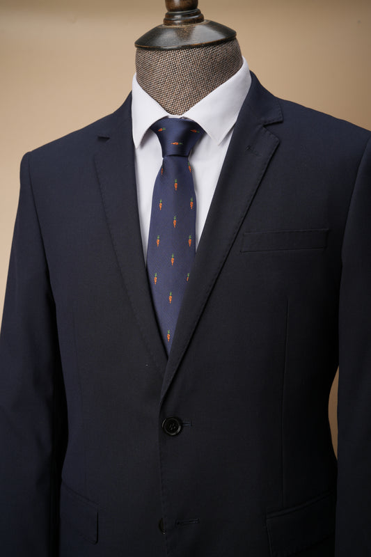Navy 2.8" Silk Tie with Carrot Pattern