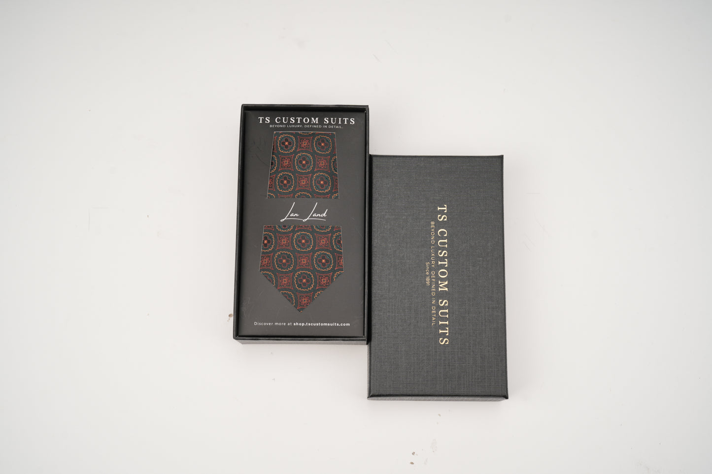 TS Custom Suit brown tie with box