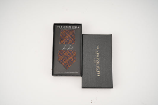 Brown silk tie with box
