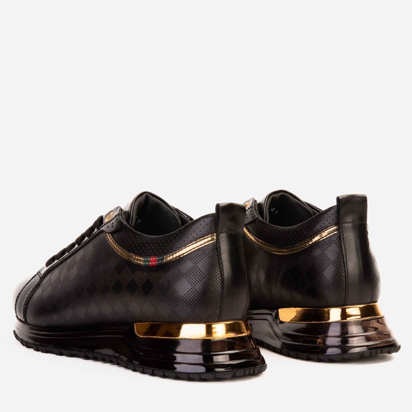 The Cenova Black & Gold Leather Men Sneaker