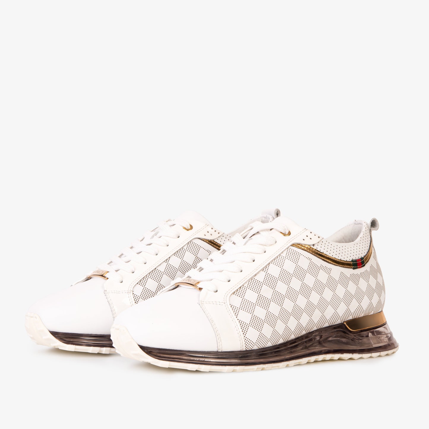 The Cenova White & Gold Leather Men Sneaker