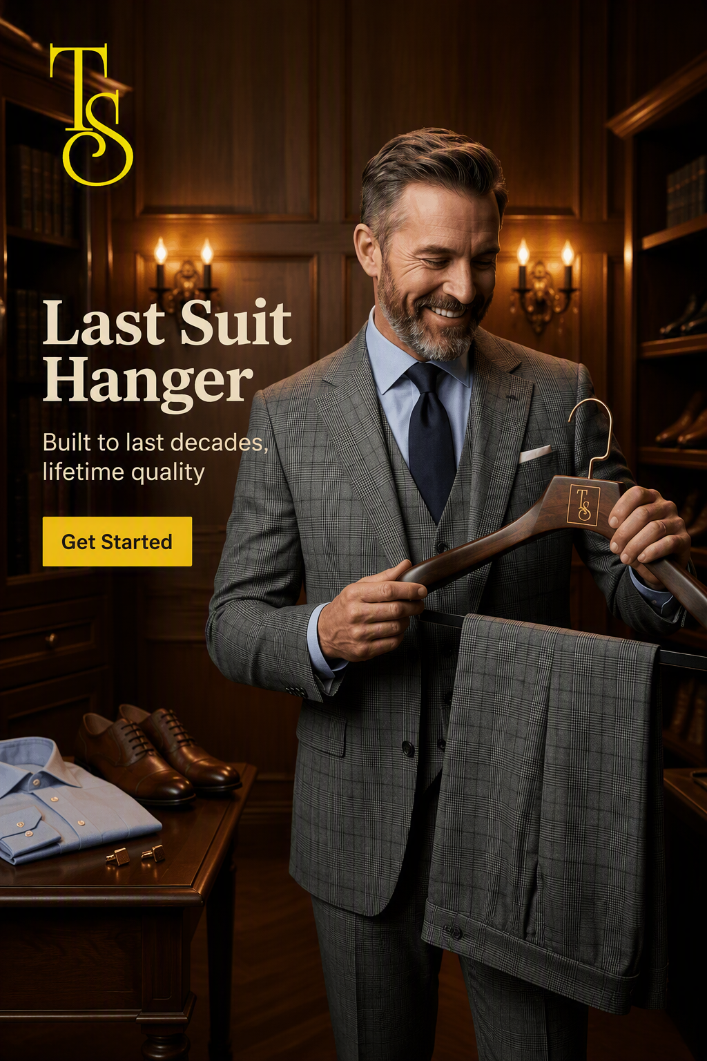 The Master Tailor Luxury Suit Hanger - Premium Wood & Velvet Bar