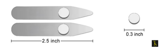 Two oval-shaped objects with measurements indicated on a white background