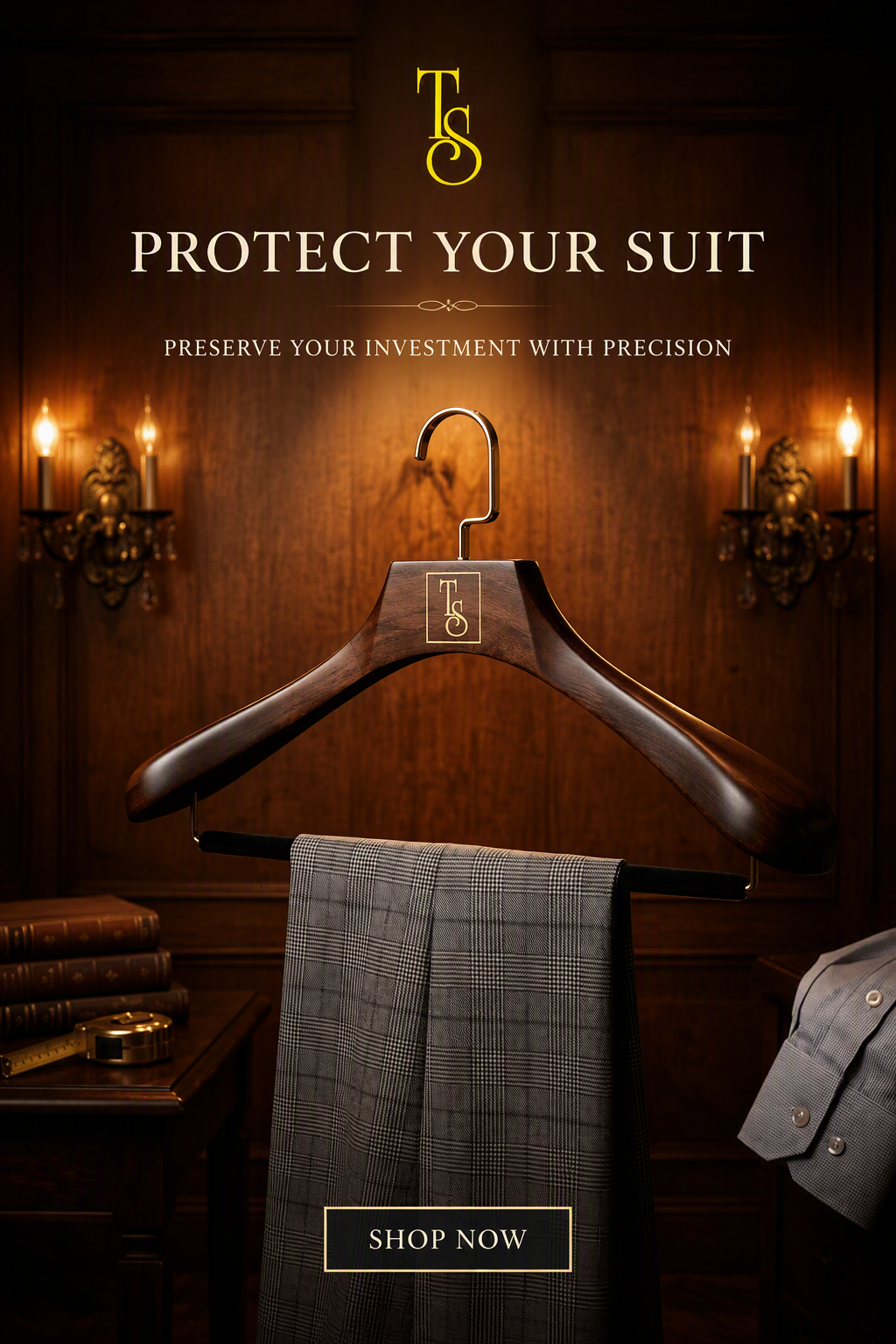 The Master Tailor Luxury Suit Hanger - Premium Wood & Velvet Bar