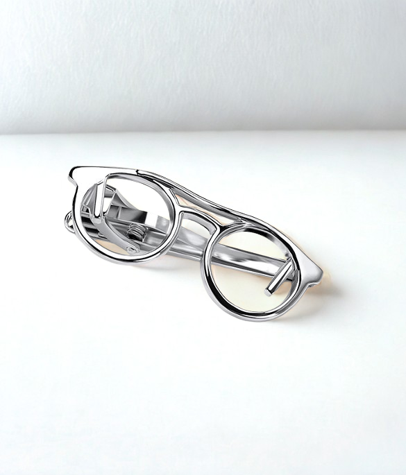 Silver eyeglasses on a white background
