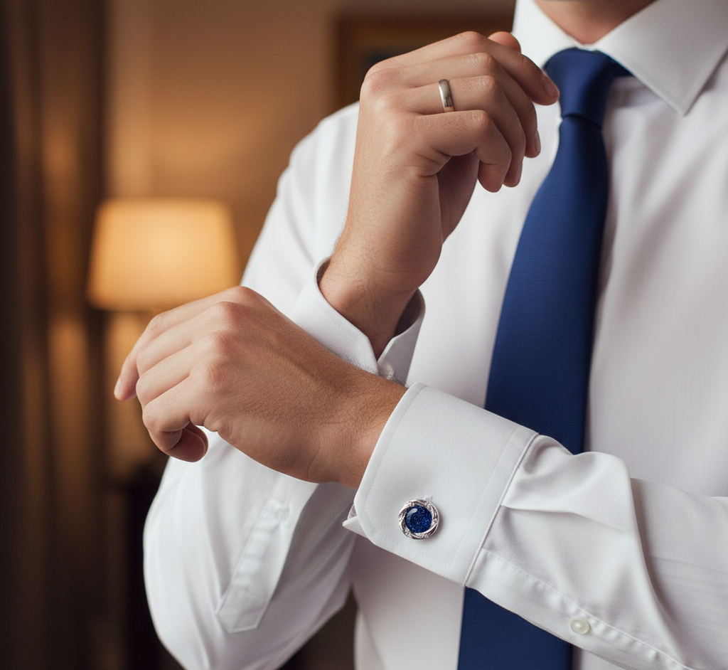 The Celestial Midnight Blue Goldstone Cufflinks