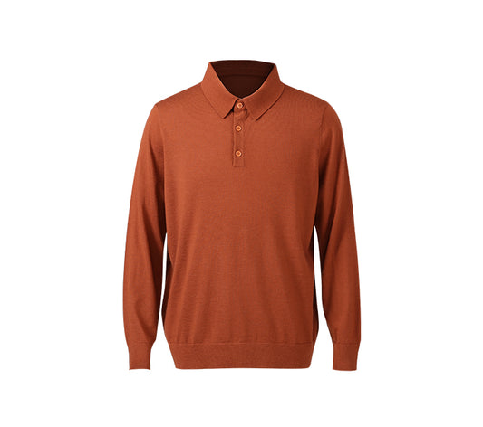 The Dalton 100% Wool Long Sleeve Polo Sweater
