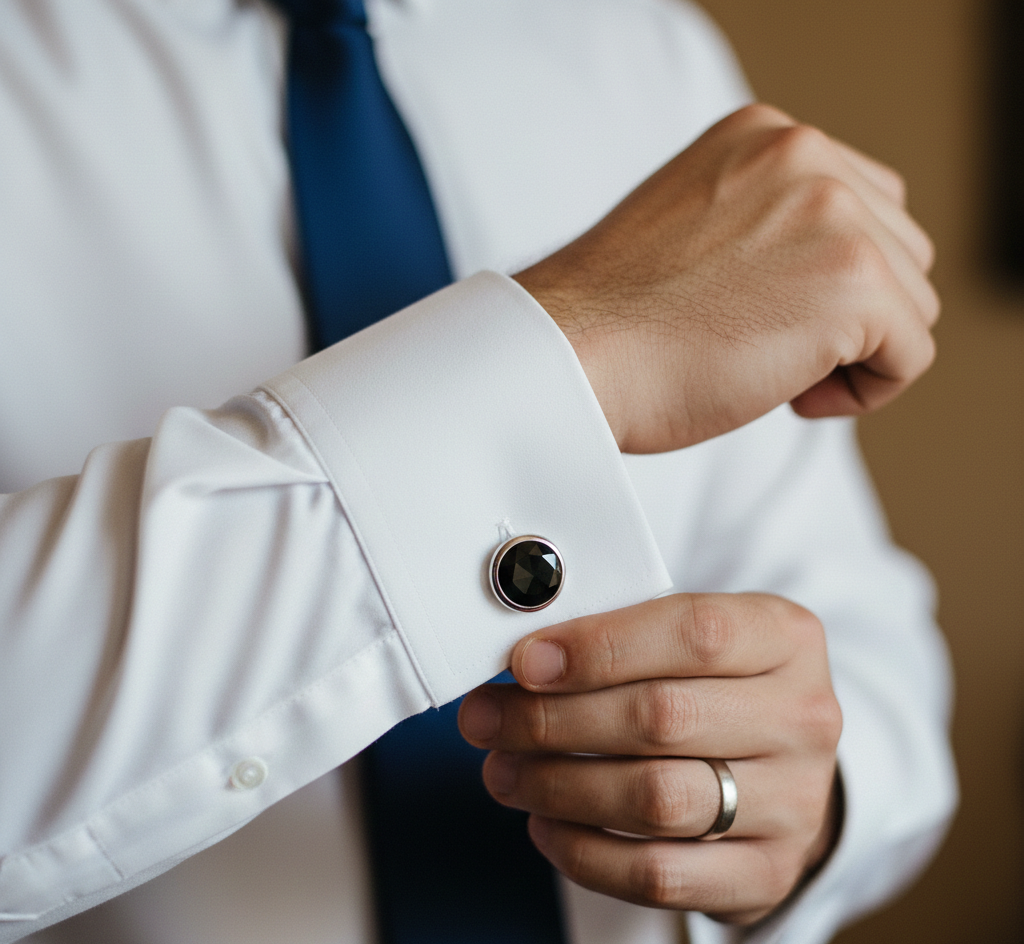 The Distinguished Noir Textured Border Cufflinks