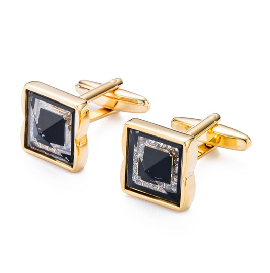 The Imperial Square Black Crystal Cufflinks