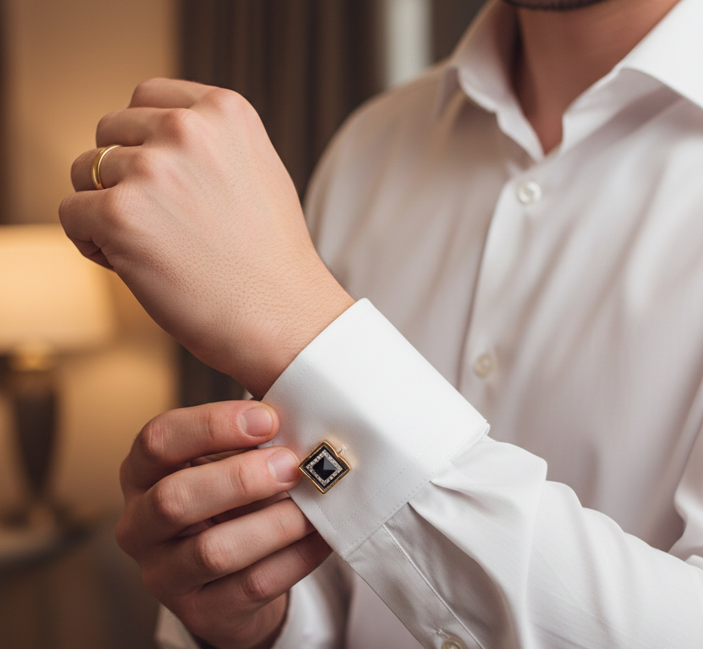 The Imperial Square Black Crystal Cufflinks