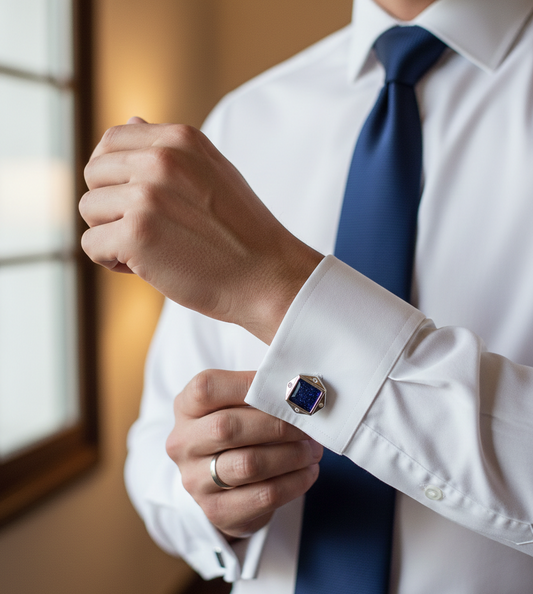 The Stellar Midnight Blue Goldstone Cufflinks