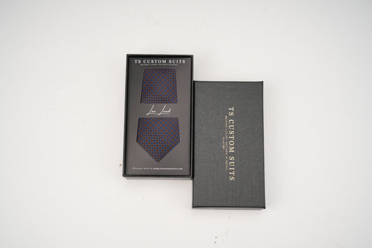 Two gray boxes with 'TC Custom Suits' branding on a white background