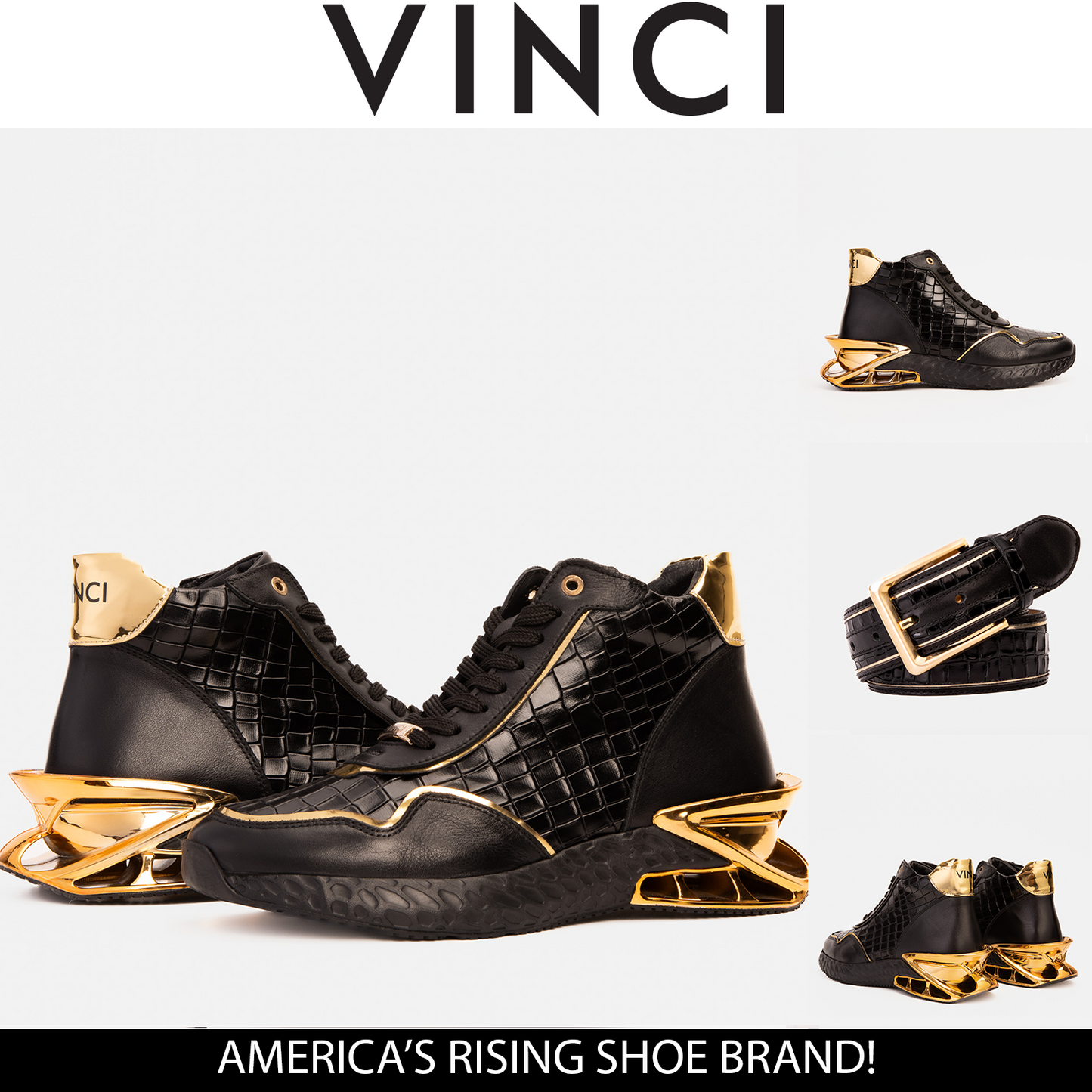 Bellagio Black & Gold High-Top Men Sneaker
