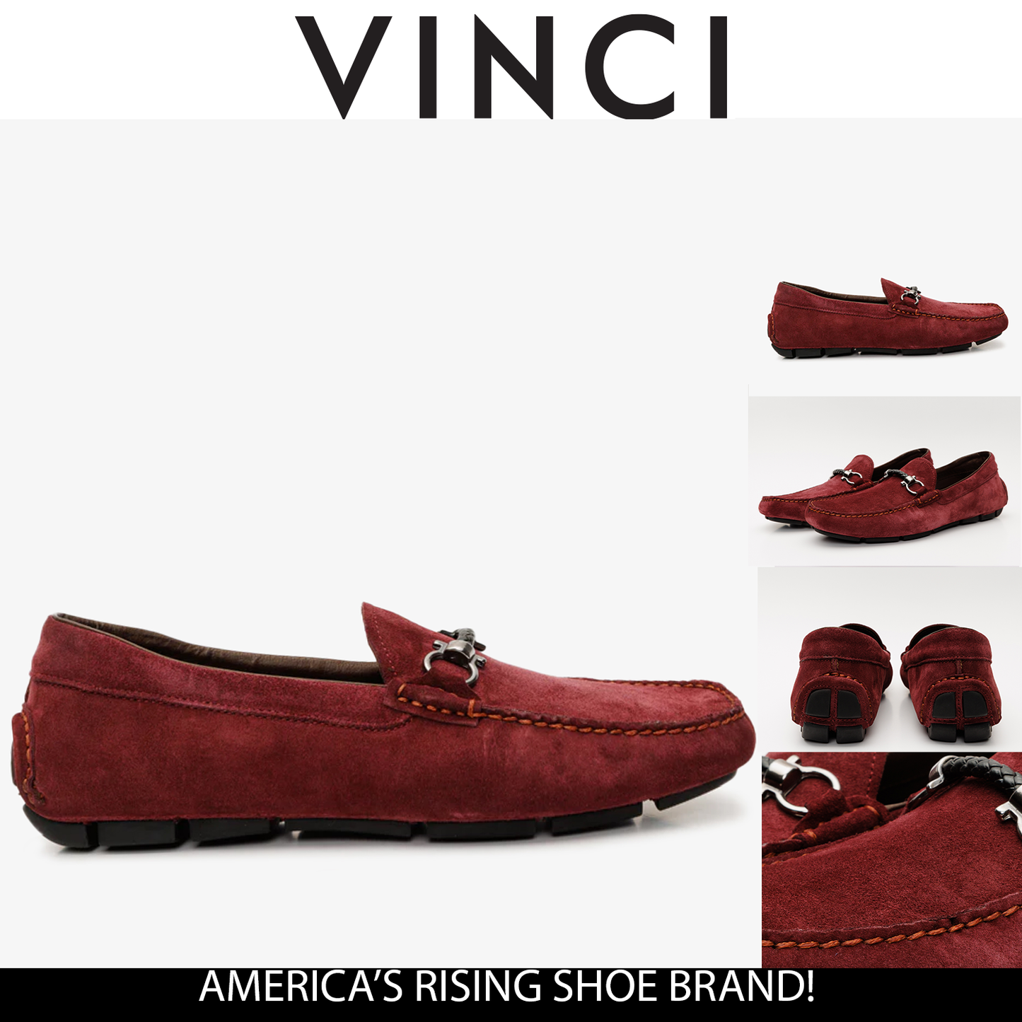 The Bari Burgundy Suede Leather Bit Drive Loafer Men  Shoe