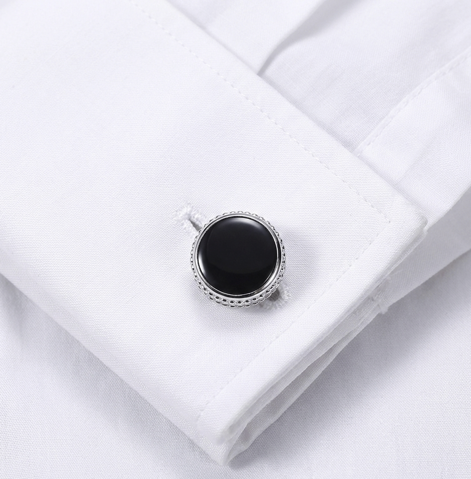 The Distinguished Crown Edge Black Onyx Cufflinks