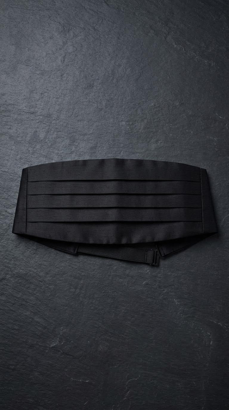 The Ambassador Silk Cummerbund | Black Pleated Cummerbund