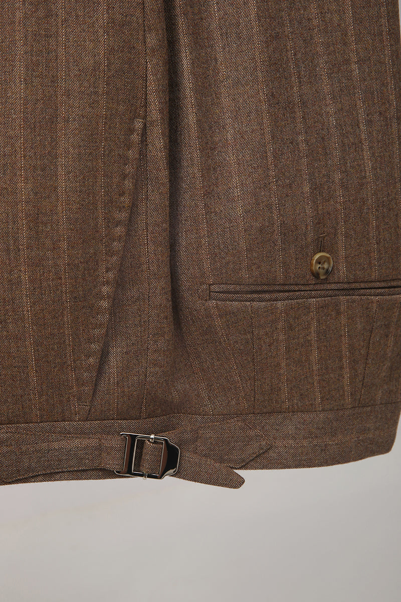 The Boardroom Baron Double-Breasted Suit | Brown Pinstripe Suit