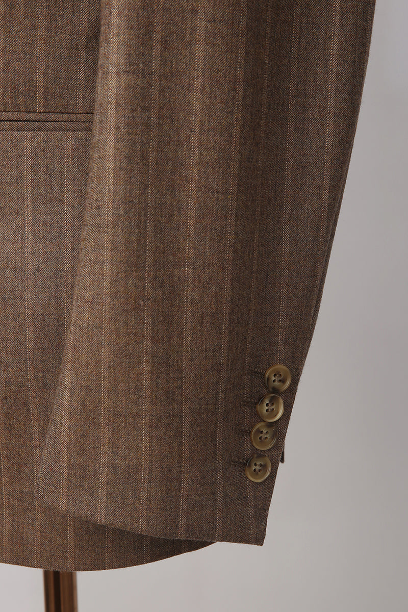 The Boardroom Baron Double-Breasted Suit | Brown Pinstripe Suit