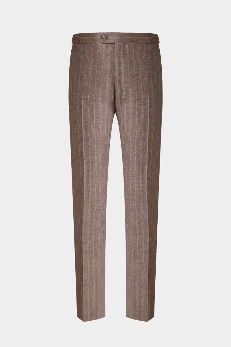 The Boardroom Baron Double-Breasted Suit | Brown Pinstripe Suit