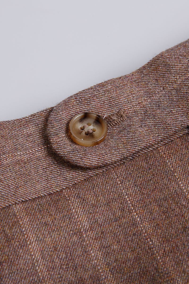 The Boardroom Baron Double-Breasted Suit | Brown Pinstripe Suit