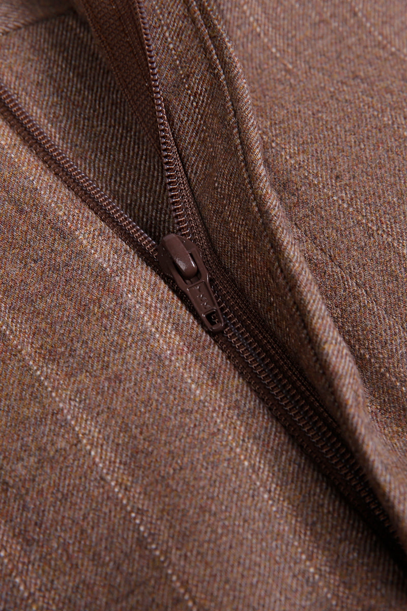 The Boardroom Baron Double-Breasted Suit | Brown Pinstripe Suit