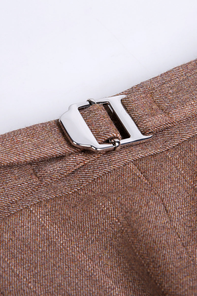 The Boardroom Baron Double-Breasted Suit | Brown Pinstripe Suit