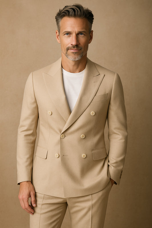 The Lumina Camel & Silk Bespoke Suit | Cream Camel Hair Suit