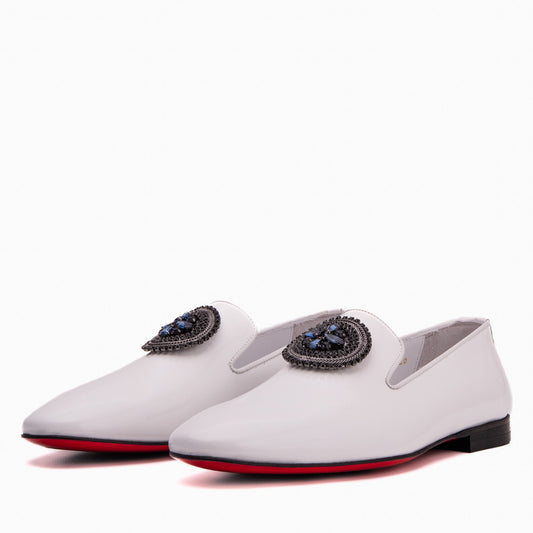 The Pombe White Patent Leather Dress Slip-on Loafer Men Shoe