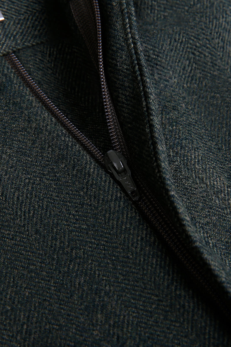 The Herald Gray Herringbone Trousers