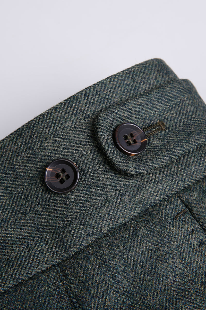 The Herald Gray Herringbone Trousers