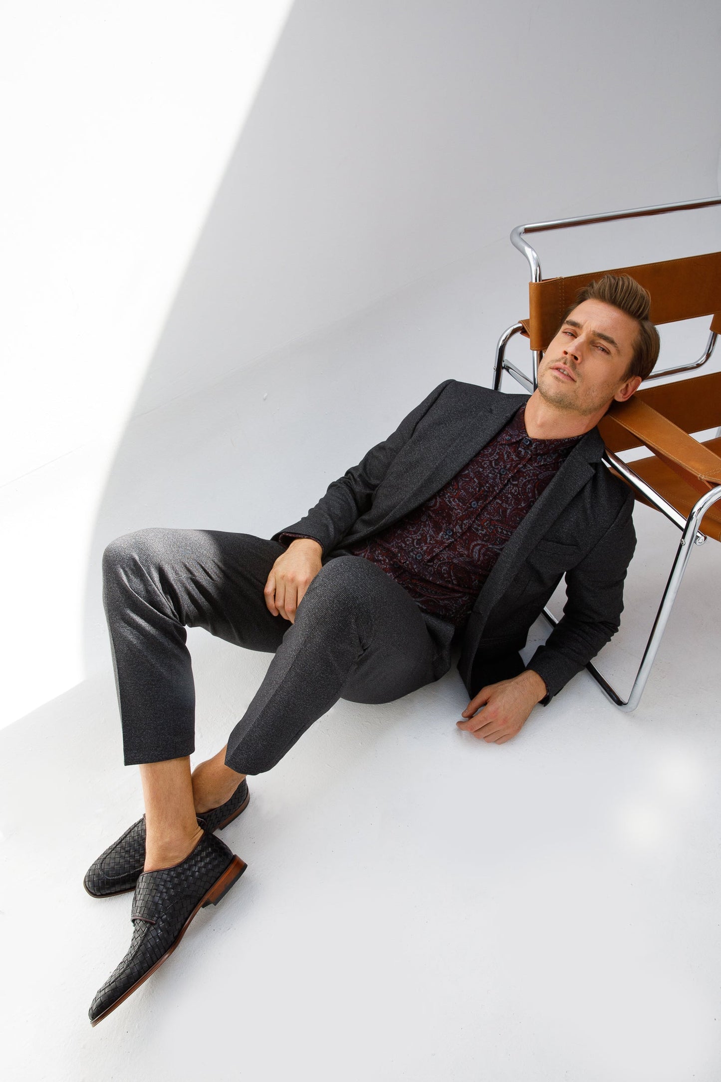 The Turan Black Woven Double Monk Strap Dress Men Shoe